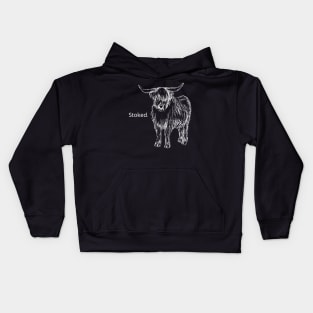 Stoked Cow Dark Background Kids Hoodie